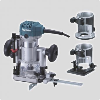 Makita RT0700CX2J viacúčelová fréza s tromi nástavcami Makita RT0700CX2J viacúčelová fréza s tromi nástavcami